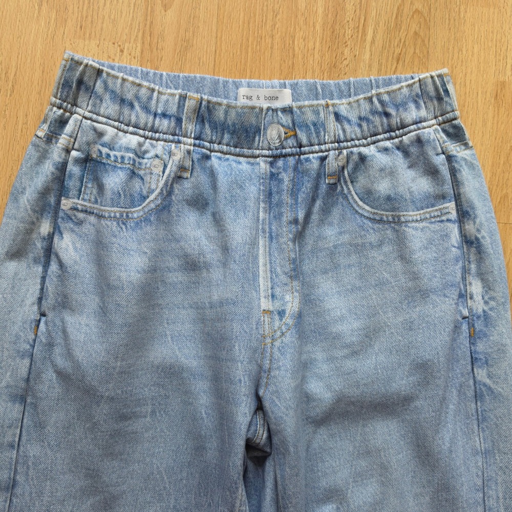 Rag & Bone Miramar Jogger Women Small Blue Denim Print Terry Sweatpants Relaxed - Picture 4 of 10